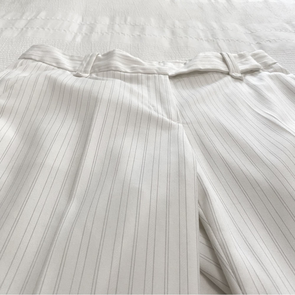 SISLEY WHITE GREY STRIPED STRAIGHT LEG MID RISE FORMAL TROUSER PANTS - S - Picture 5 of 10